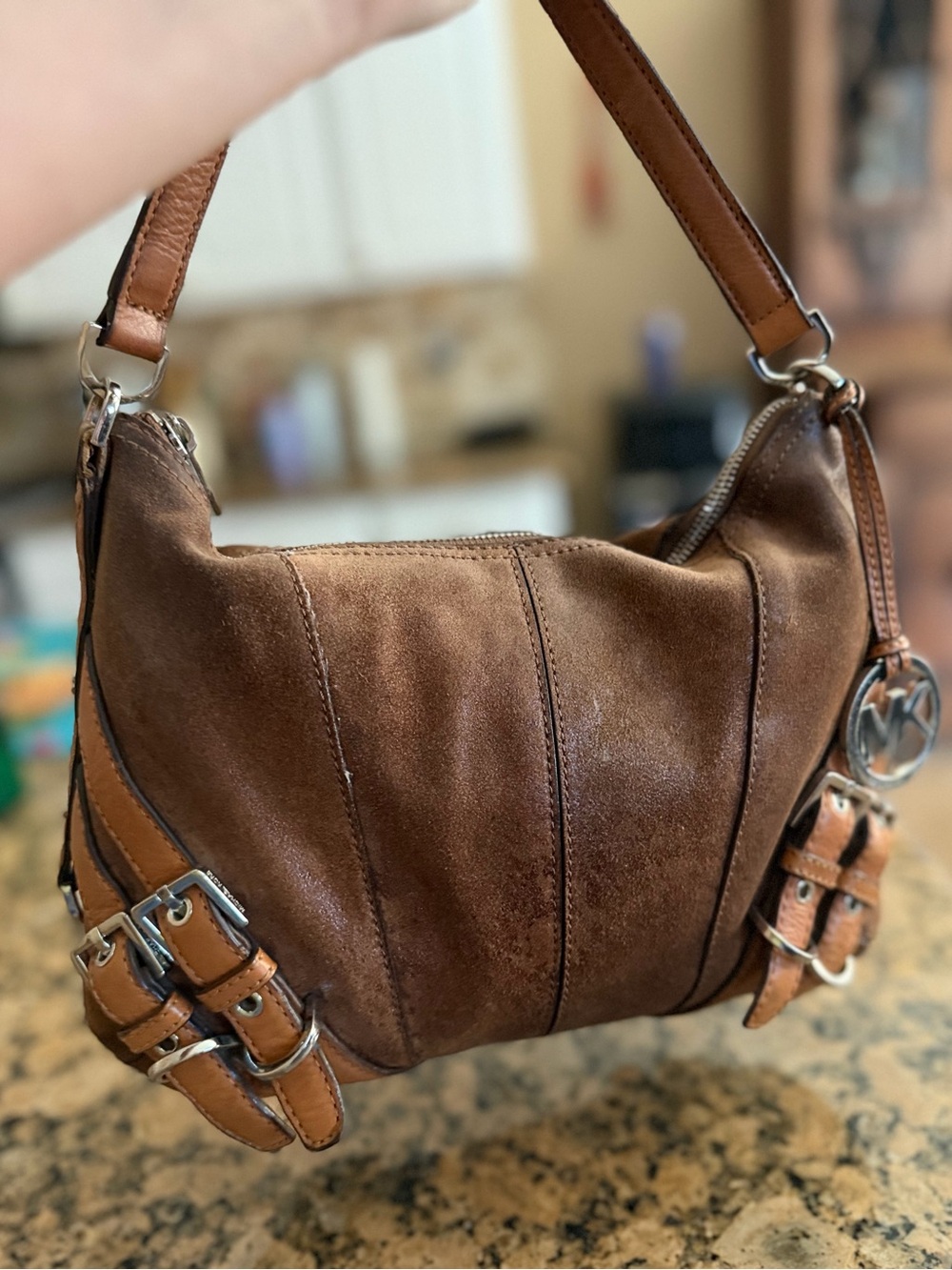 MICHAEL Michael Kors small Milo shoulder bag suede silver toned hardware